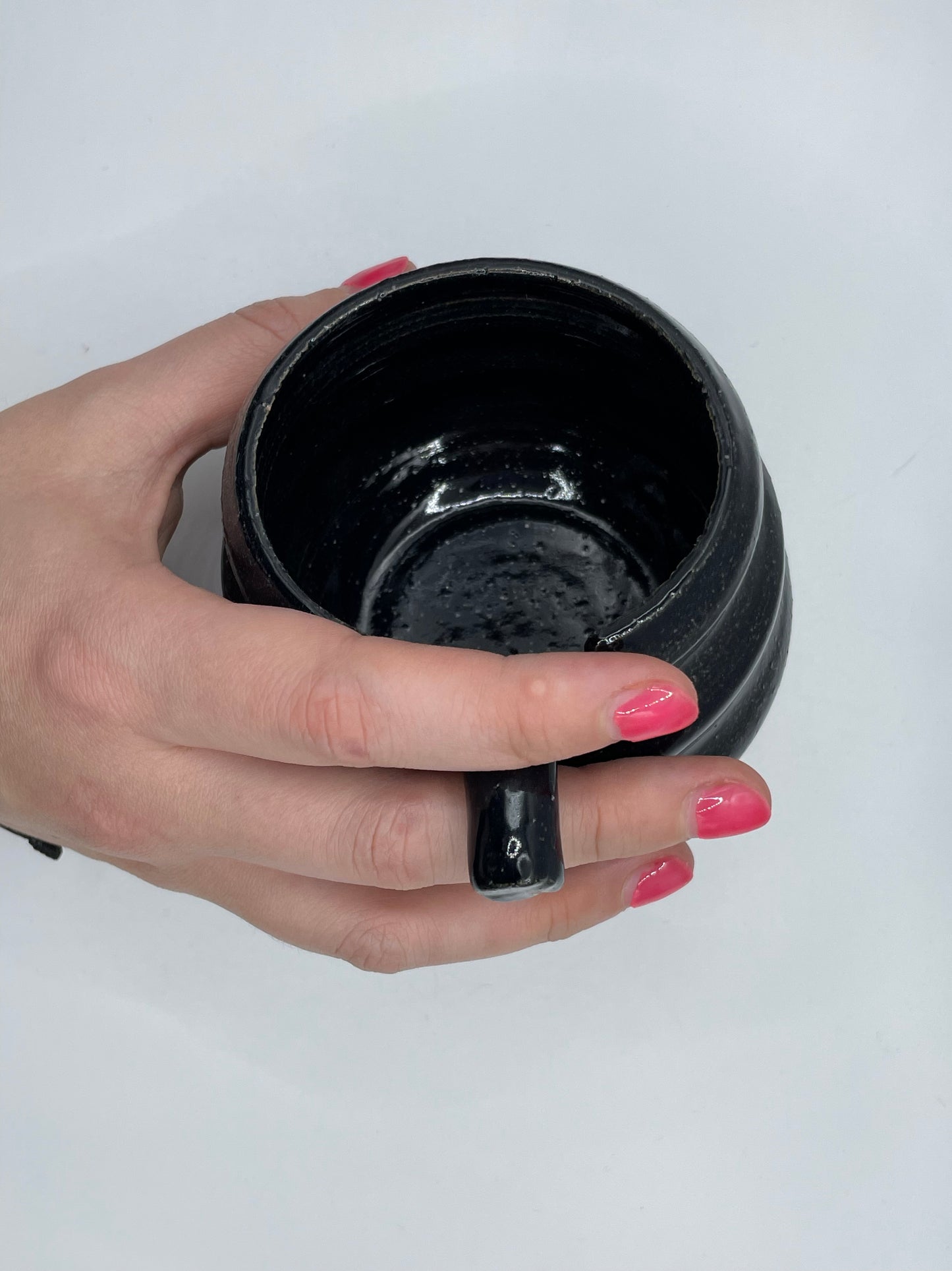 Small Black Cup with Rim Handle