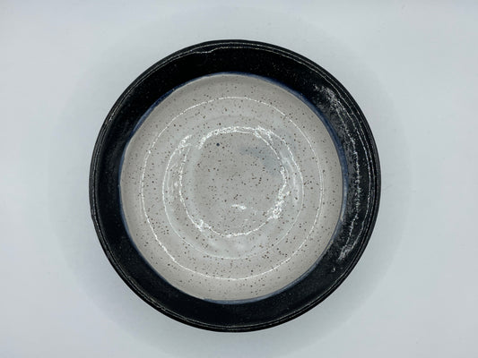 White With Black Small Shallow Bowl